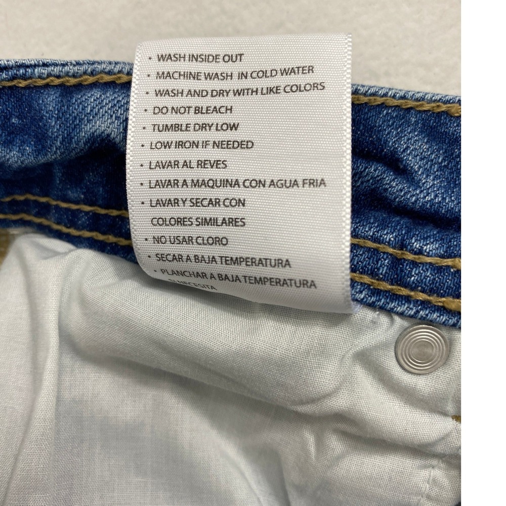 Kancan‎ Straight Jeans Junior 1 Medium Wash Denim Distress Raw Hem Pockets - Picture 5 of 12